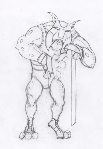 pencil sketch showing character design of a bobcat in boxing gear, wrapping hands for fight.