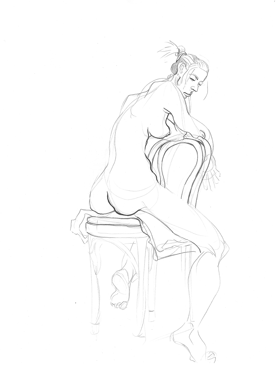 long-limbed-woman-with-ponytail-sitting-naked-on-chair